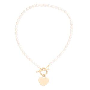 MILOR SILVER Gold Made In Italy Sterling Silver Pearl Heart Toggle Necklace